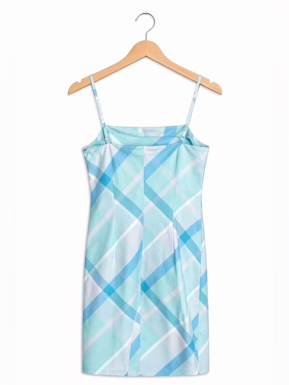 The Limited Plaid Sundress Women’s Size 4 Blue Teal Cotton Summer Dress - Picture 2 of 2